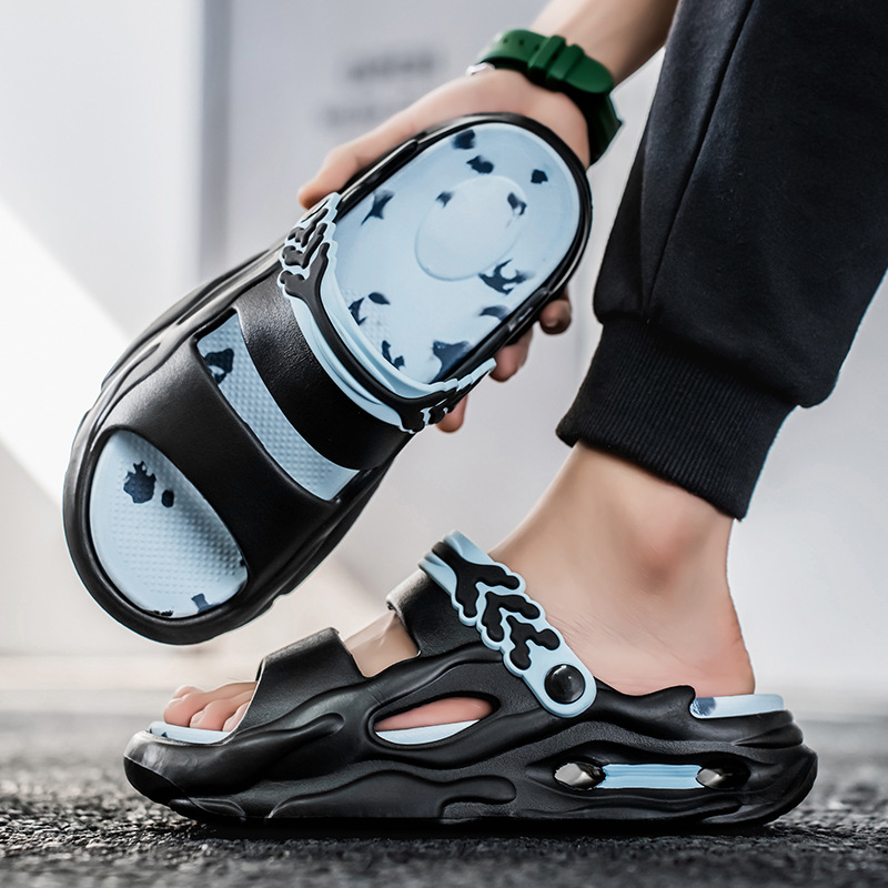 Zapatillas de dos colores para hombre, sandalias y zapatillas de plataforma antideslizantes para uso exterior en verano, deportes de playa, sandalias de doble uso para ocio al aire libre, hombres