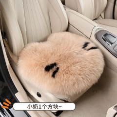 新型純ウール自動車クッション毛皮一体背もたれなしシングルシート車載マット冬保温真毛クッション