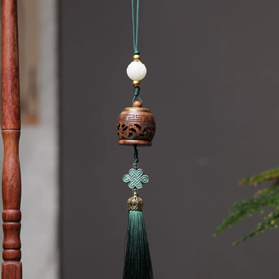 Car hanging Wish Hollow-Out Treasure Bottle with - rosewood-bodhi-lotus-sachet-diffuser-pendant