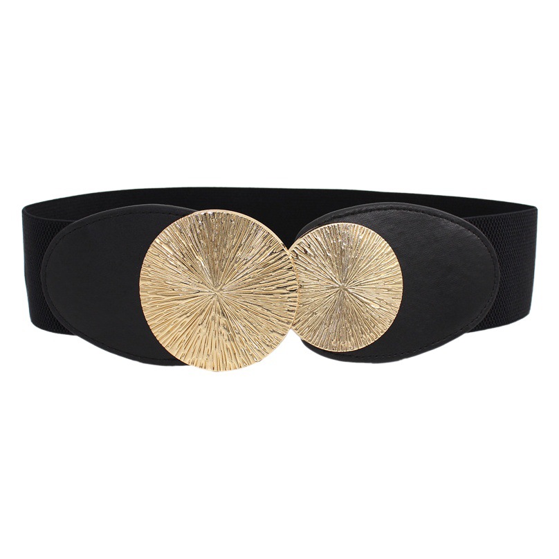 Vestido decorativo para mujer Abrigo de cintura elástico y elástico Sello de cintura ancha Cinturón redondo europeo y americano con hebilla de tres tamaños