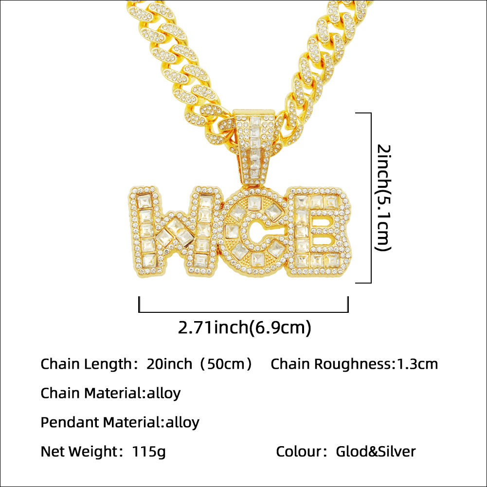 Fashion Creative Stitching Letter Pendant Cuban Chain Alloy Necklace display picture 1