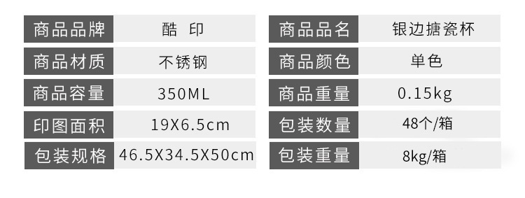 可热转印搪瓷杯DIY印图350毫升包边口刷牙漱口咖啡杯军民用杯子详情14