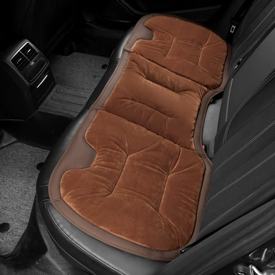 short velvet warm car seat: Wool pad - rear-leaflet-chestnut-brown