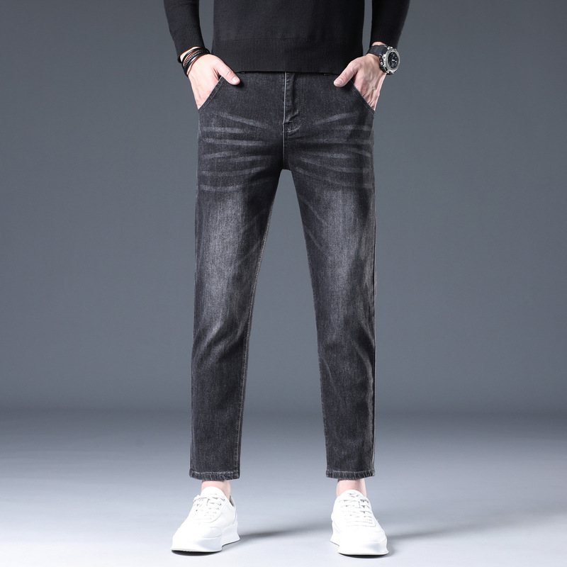 Spring new men's slim-fit skinny jeans, youth stylish versatile trendy 9-point stretch cropped pants Spring new men's slim-fit skinny jeans, youth stylish versatile trendy 9-point stretch cropped pants