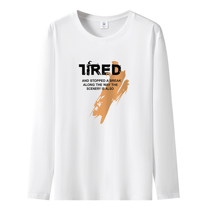 Autumn Men's Youth Classic Casual Long Sleeve T-Shirt Men's Korean Letter Print Slim Fit Plaid Bottoming Shirt Autumn Men's Youth Classic Casual Long Sleeve T-Shirt Men's Korean Letter Print Slim Fit Plaid Bottoming Shirt