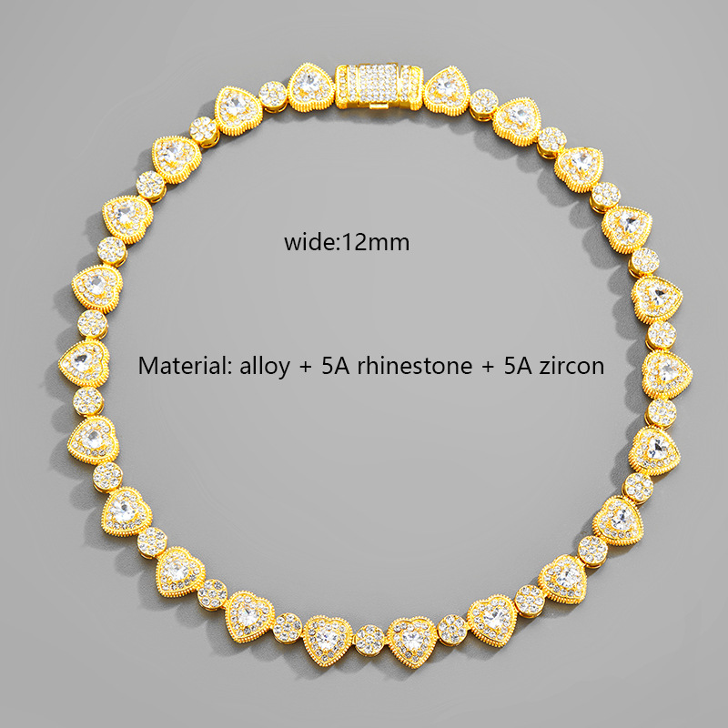 Fashion Heart Shape Alloy Inlay Rhinestones Unisex Necklace 1 Piece