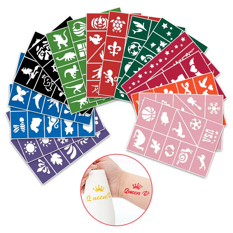 儿童纹身贴纸脸贴模板镂空圣诞节派对人体彩绘暂时性纹身贴模板