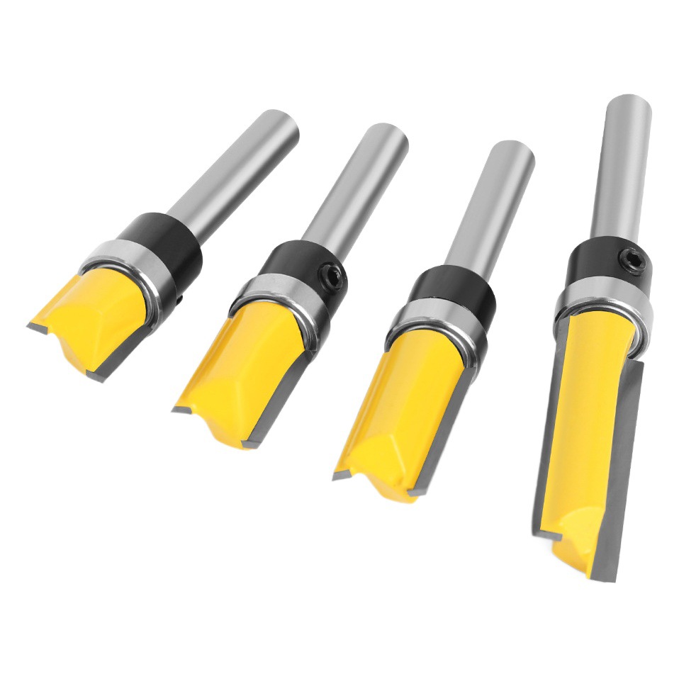 Cuchilla de corte de cojinete de imitación de mango 1/4, herramienta de fresado para carpintería, longitud de cuchillo recto de cojinete de doble filo