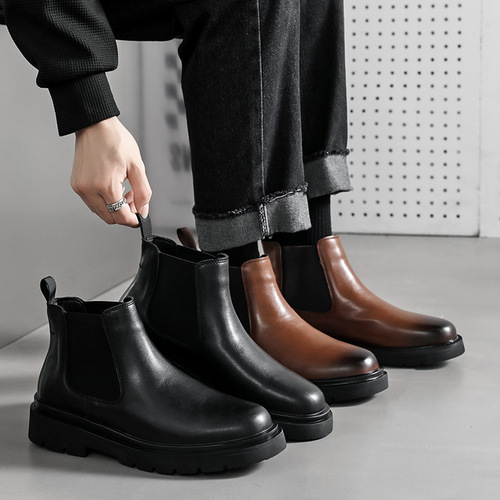  Chelsea boots men's motorcycle short boots mid-top chimney boots autumn and winter high-end Martin boots 6031-X