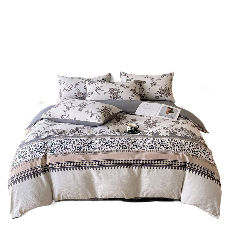 Nuevo tipo de línea de lino original cuatro piezas de algodón original doble hilo tres piezas de dormitorio conjunto de ropa de cama al por mayor