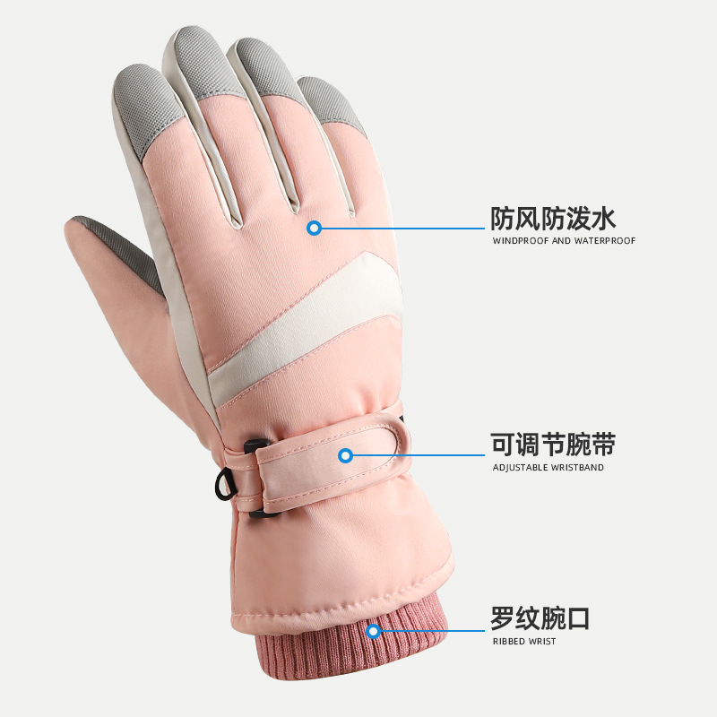 Guantes de esquí de Invierno para mujer forrados de lana engrosada pantalla táctil cálida a prueba de frío a prueba de viento impermeable hombres ciclismo guantes de algodón