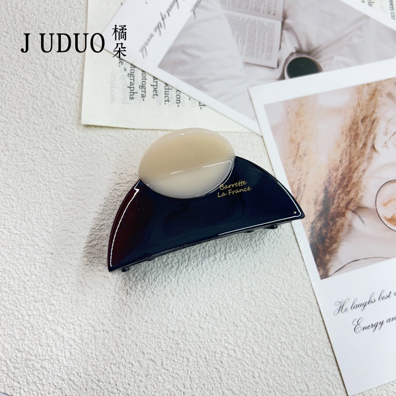 Judy's 新しい厚みのあるアセテート半円形シャーククリップ、ハイエンドの女性用後頭部クリップ、ファッショナブルなヘアクリップ|undefined