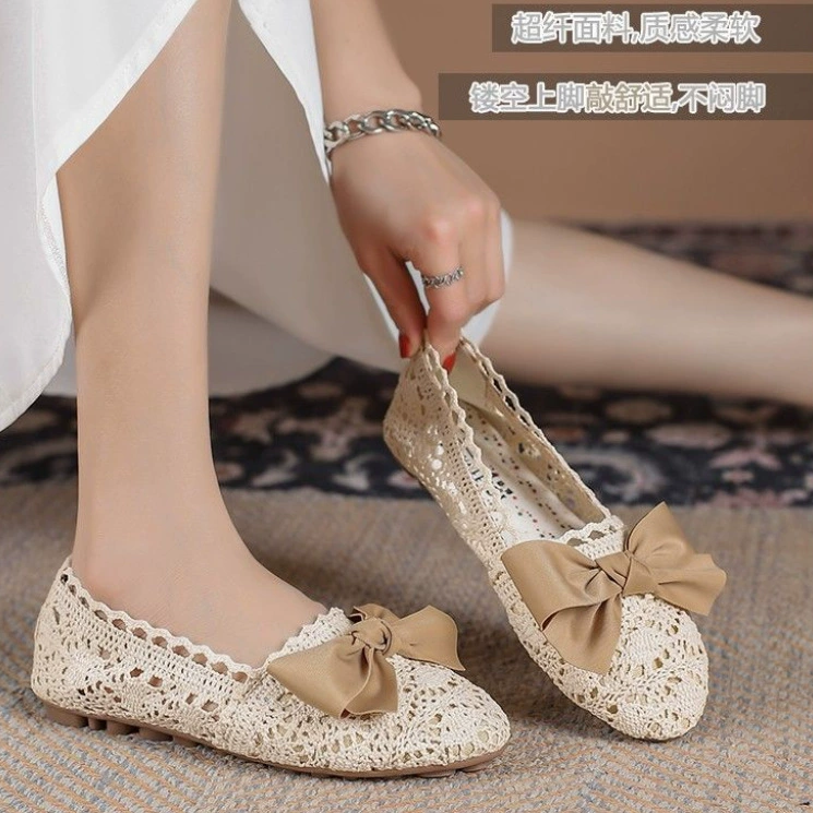 Старые пекинские тканевые туфли для женщин, 203 новые летние туфли с бантом, нескользящая мягкая подошва, дышащие туфли на плоской подошве для беременных, этнический стиль