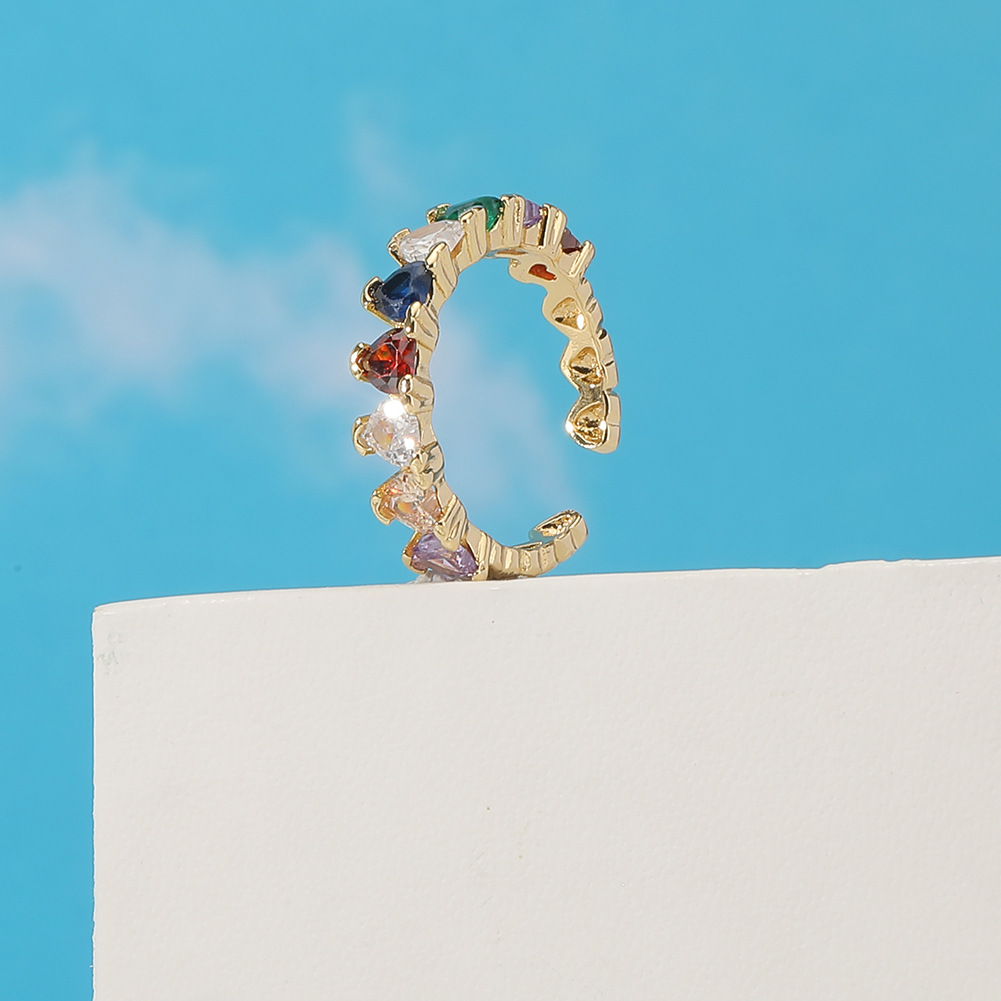 Fashion Heart Shape Copper Open Ring Plating Zircon Copper Rings