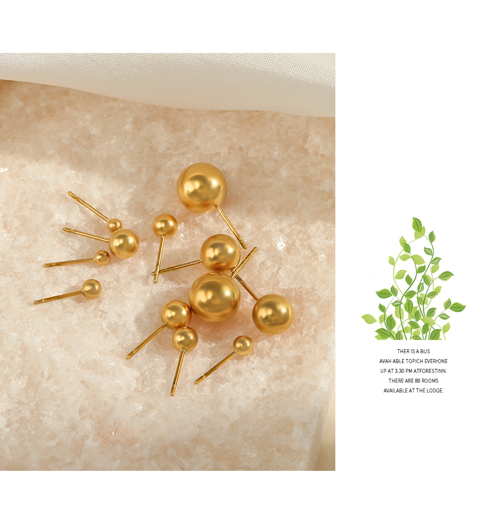1 Pair Simple Style Ball Solid Color Plating 304 Stainless Steel Stainless Steel Earrings display picture 2
