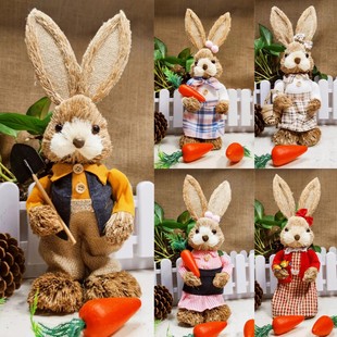 Foreign Trade Mini Rabbit 25cm Handmade Busgrass Weaving Peter Rabbit Cross-border Mori Cute Scenic Spot Wen Chuang Accompanying Ceremony