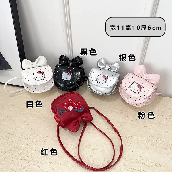 Cross-Border Children's Bag 2026 New Stylish Bowknot Embroidery Baby Coin Purse Stylish Girls' Pony Crossbody Bag