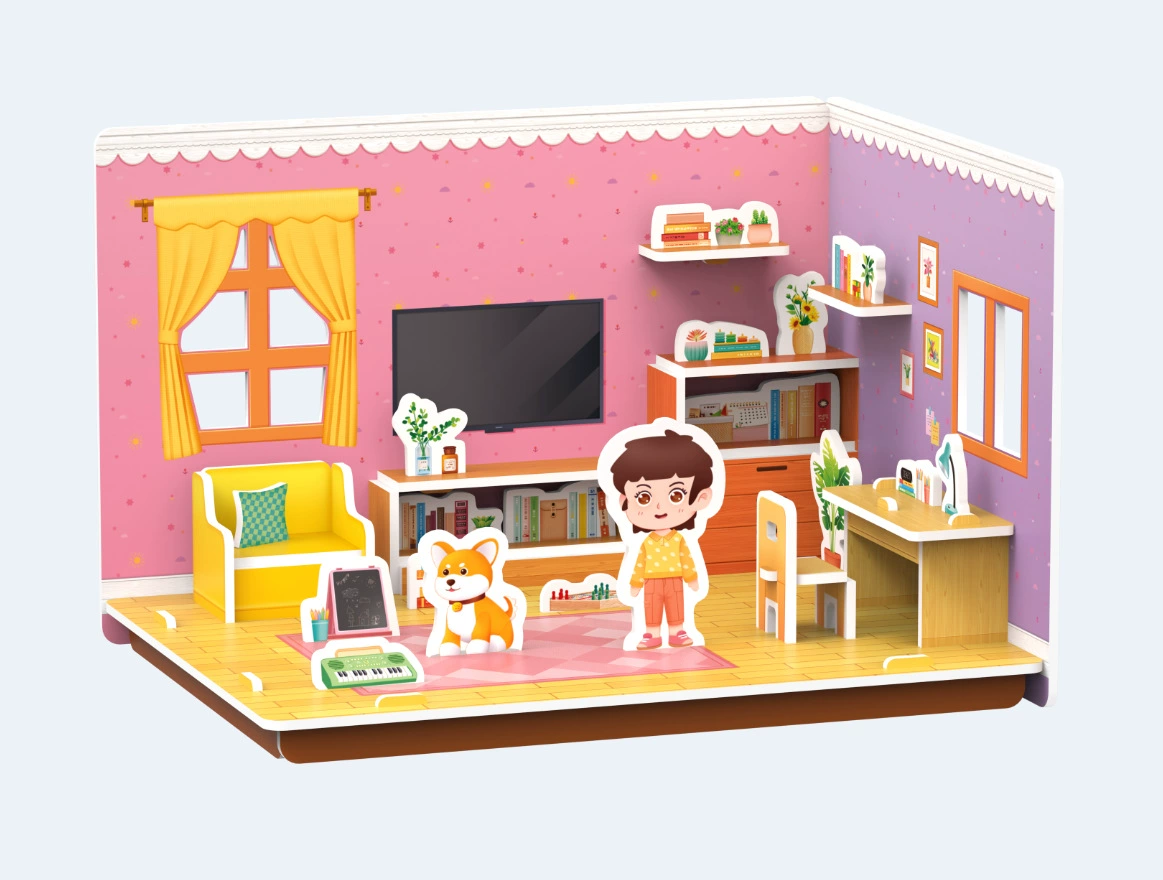 Three dimensional brainteaser, toy, house, interactive constructor, DIY, in 3d format, family style, Birthday gift