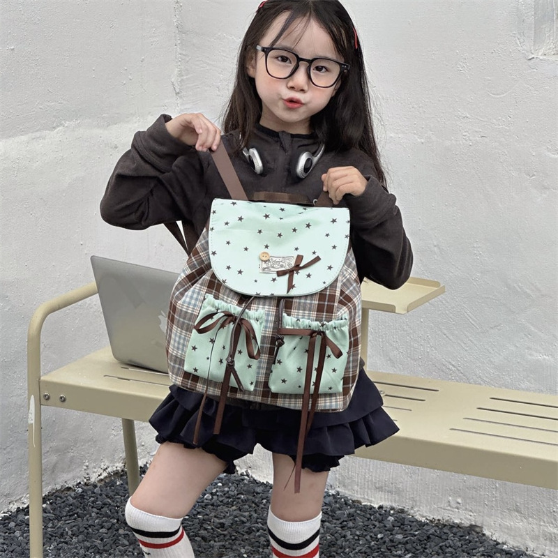Dolce y lindo arco, mochila verde menta, mochila de moda, bolsas escolares de escuela primaria, moda