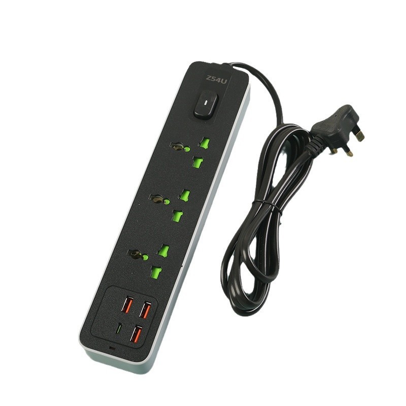 3USB + 1Type-c tarjeta de succión de doble cañón negro y blanco con puerta de seguridad enchufe de comercio exterior Arabia Saudita