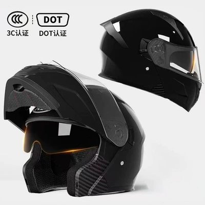 Helmets for All Seasons, Electric – Motosiklet kaskı (dəbilqə) - bright-black-dot3c-certified-hd-mirror-m54-56-head-circumference