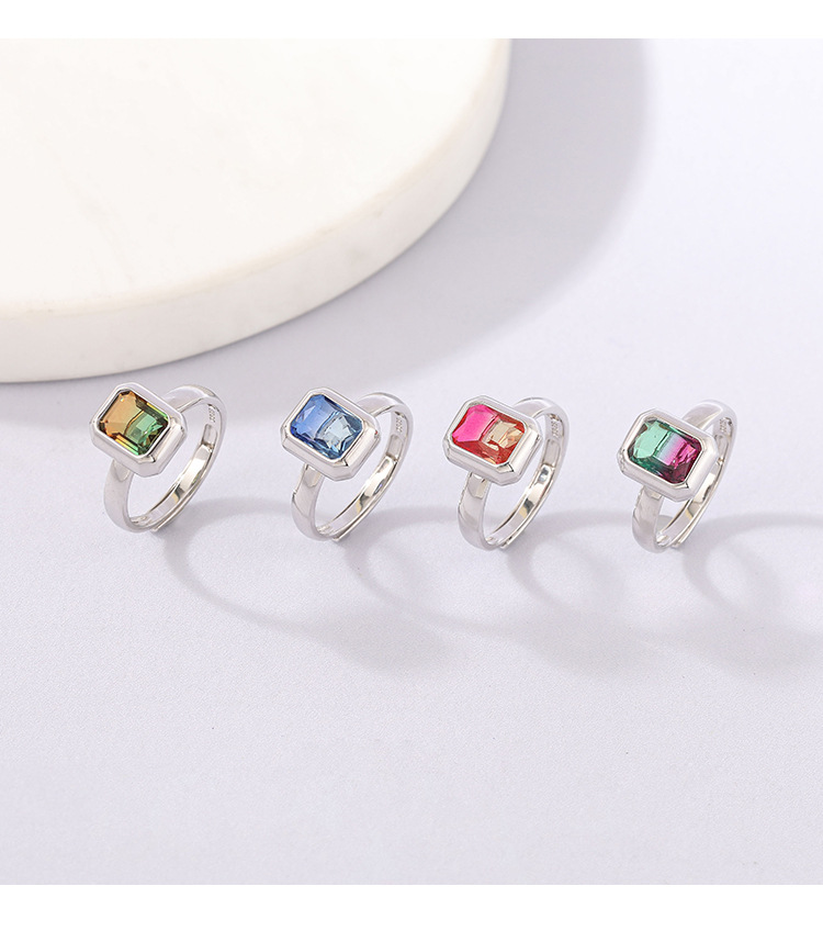 European And American Fashion Color Treasure S925 Silver Opening Adjustable Retro Popular Ring Wholesale display picture 2