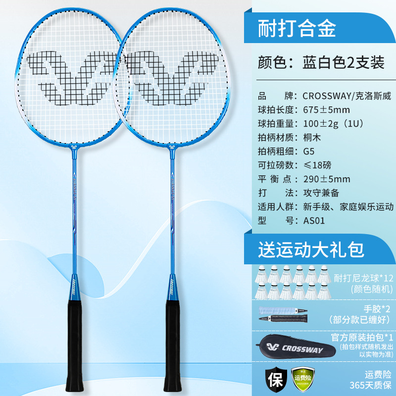 새로운 핫 세일 [내구성 합금] 파란색과 흰색 + 무료 내구성 나일론 공 12개, 핸드 글루 2개, 오리지널 라켓 가방 - 완성된 라켓