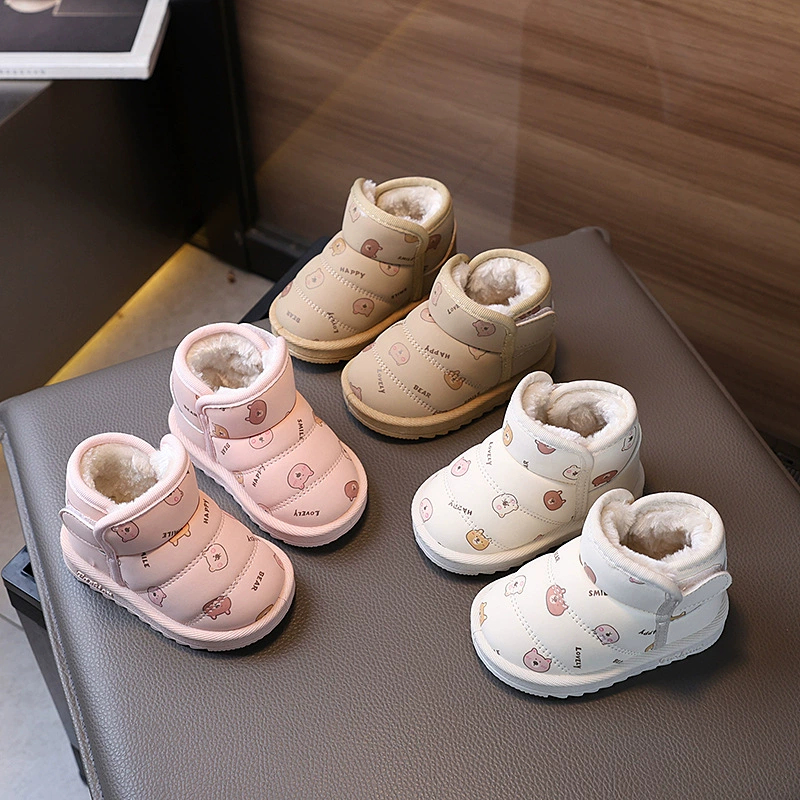 Утепленные зимние сапоги на флисовой подкладке, хлопковая обувь, зимняя теплая обувь, детская прогулочная обувь, обувь для мальчиков и девочек, водонепроницаемая обувь для детей 1-6 лет