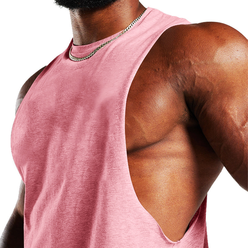 2024 Sommer Neues Fitness-Tanktop für Herren, einfarbig, sportlich, lässig, lockere Schulter-T-Shirt_voghion.com