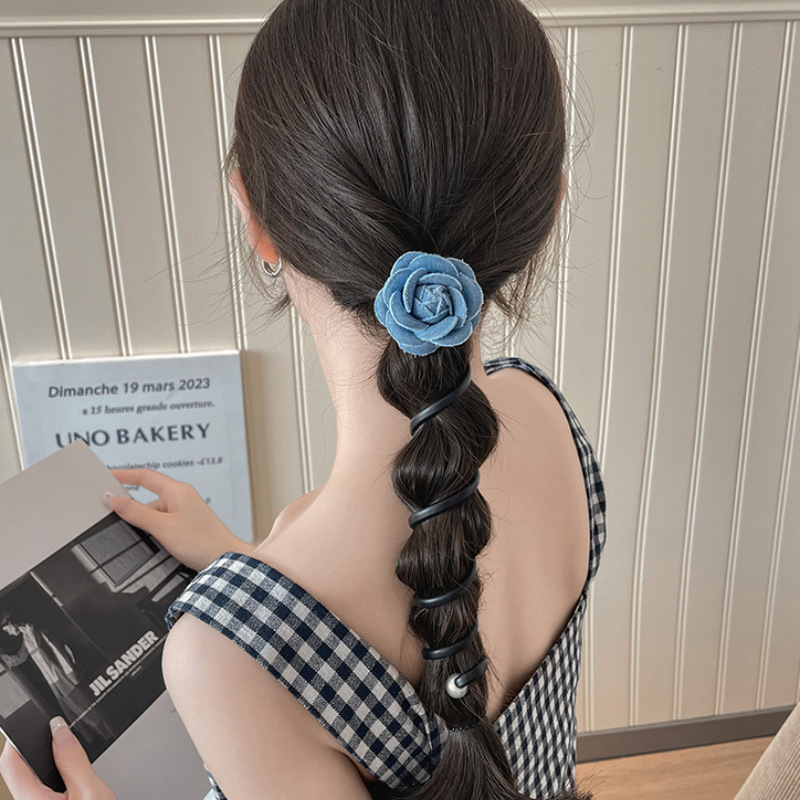 甘いガーリーハート高弾性電話コードヘアバンド夏耐久性のある編組ヘアアーティファクトラブバブル編組ヘッドバンド|undefined