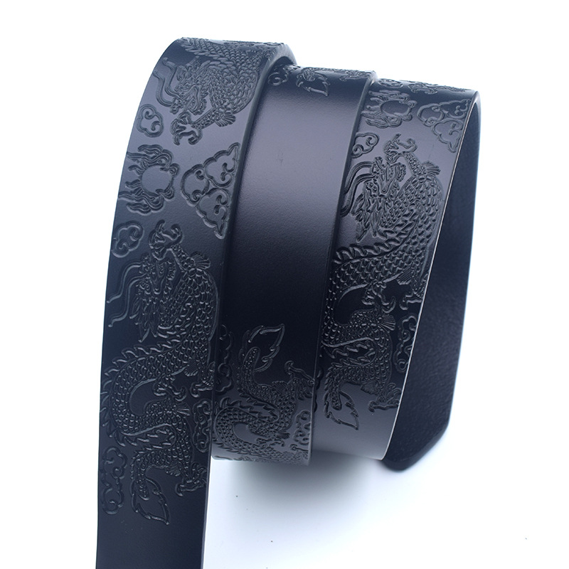 男性の高級本革ベルトはレトロなエンボス二階の牛革を持っています。