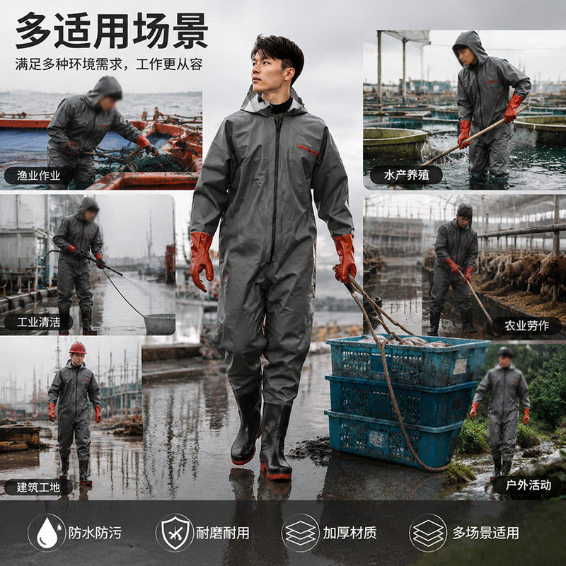 Full-body one-piece wading pants, rubber waterproof suit for fishing, beachcombing, wading in water, and pond work