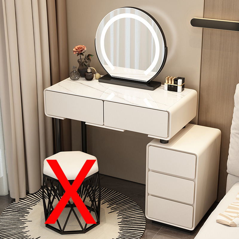 Tocador para el hogar Mesa de pizarra de roca simple con cajones Mesa de tocador de gran capacidad Mueble de almacenamiento junto a la cama Mesa de maquillaje integrada