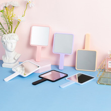 手持化妆镜女手拿随身便携简约学生宿舍桌面化妆家用方形手柄镜子