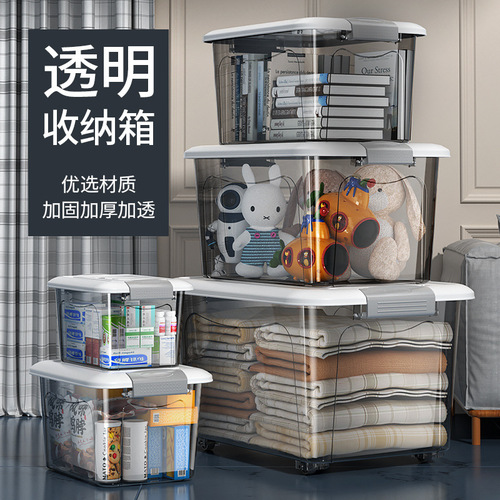 Transparent storage box for clothes and toys plastic storage box portable small kitchen desktop storage box wholesale