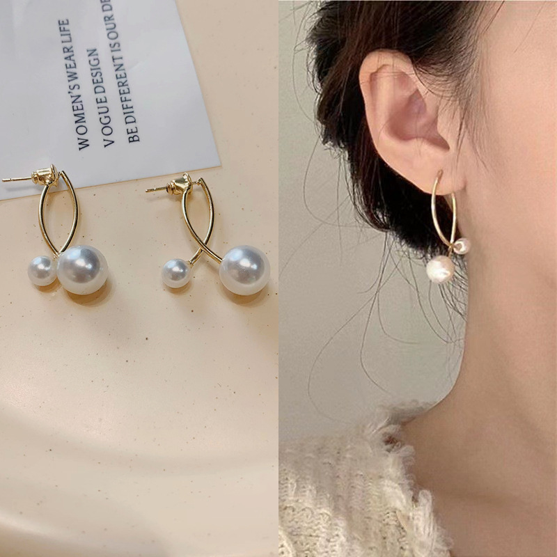 韩国东大小众设计珍珠后挂耳钉气质轻奢简约秋冬新款耳环耳饰潮