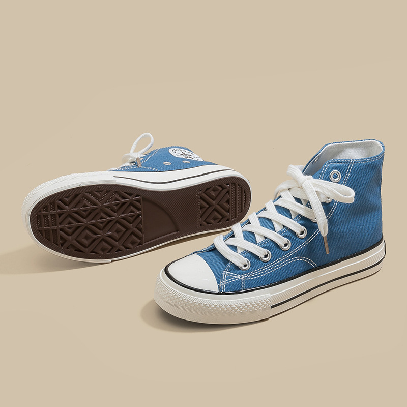 Retro clásico de la década de 1970 tres veces vulcanizado aceite brillante zapatos de lona de alto perfil para hombres y mujeres parejas de zapatos de skate de estudiantes versátiles