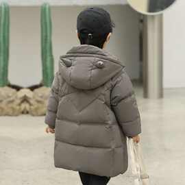 儿童羽绒服男童女宝宝洋气可爱小龙中小童轻便百搭加厚白鸭绒外套