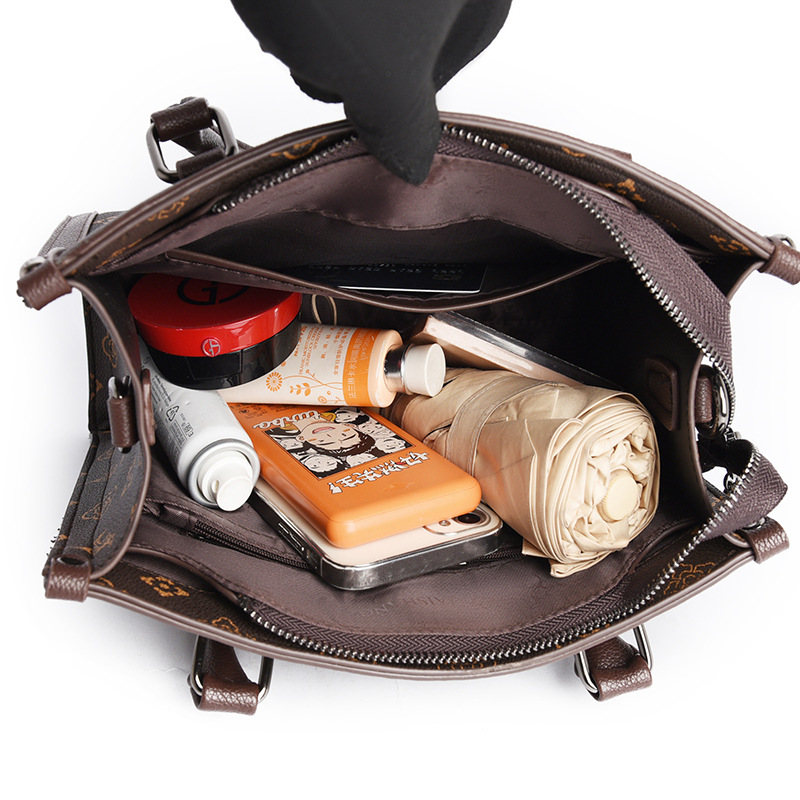 핸드백 새로운 대용량 2024 가을 어머니 가방 인쇄 우아한 우아한 여성 가방 편리한 어깨 가방