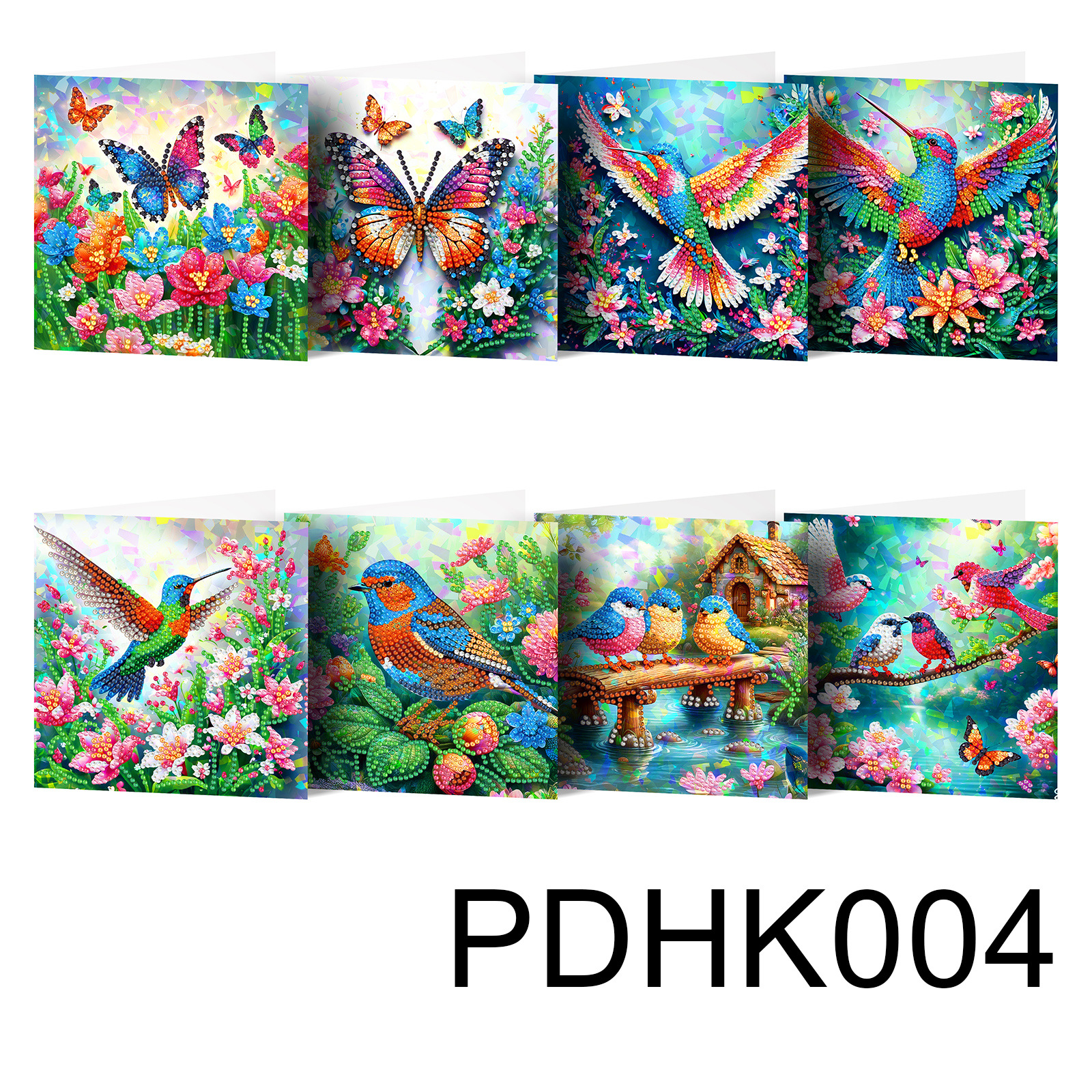 Nuevos diamantes transfronterizos alrededor de la pintura de diamantes DIY flores de Navidad tarjetas de regalo de cumpleaños 12 tarjetas de diamantes