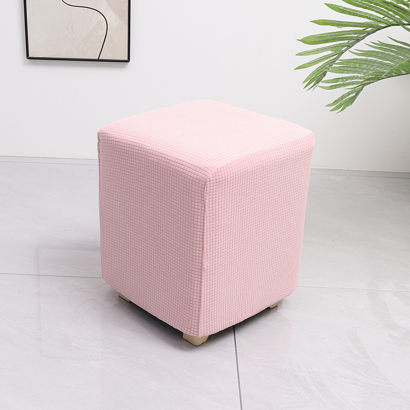 Grenzüberschreitender elastischer wasserdichter Waffelmais-Quadrat-Hocker-Bezug Staubschutz Haus Sofa All-Inclusive niedriger Hocker-Überzug