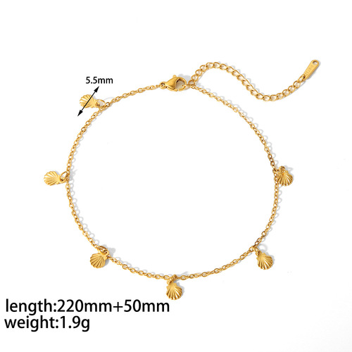 European and American cross-border jewelry, simple and fashionable design, 18K gold stainless steel round flower anklet, high-end jewelry for women