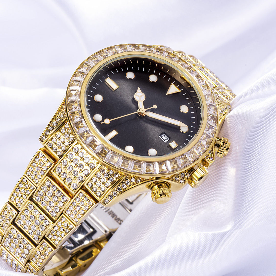 Missfox Men's Mechanical Watch Diamond Daytona Green Dial Luxury_voghion.com