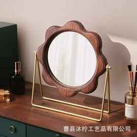 跨境木质化妆镜多款梳妆台小型台式梳妆镜便捷可旋转桌面镜框镜子
