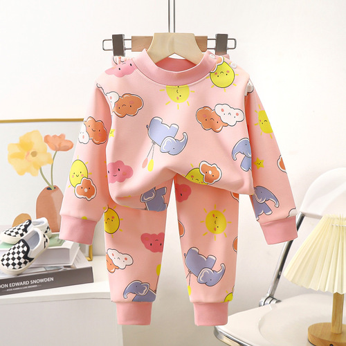 Children's underwear plus velvet warm suit boys' new thickened milk silk girls' autumn clothes and long pants pajamas children's clothing