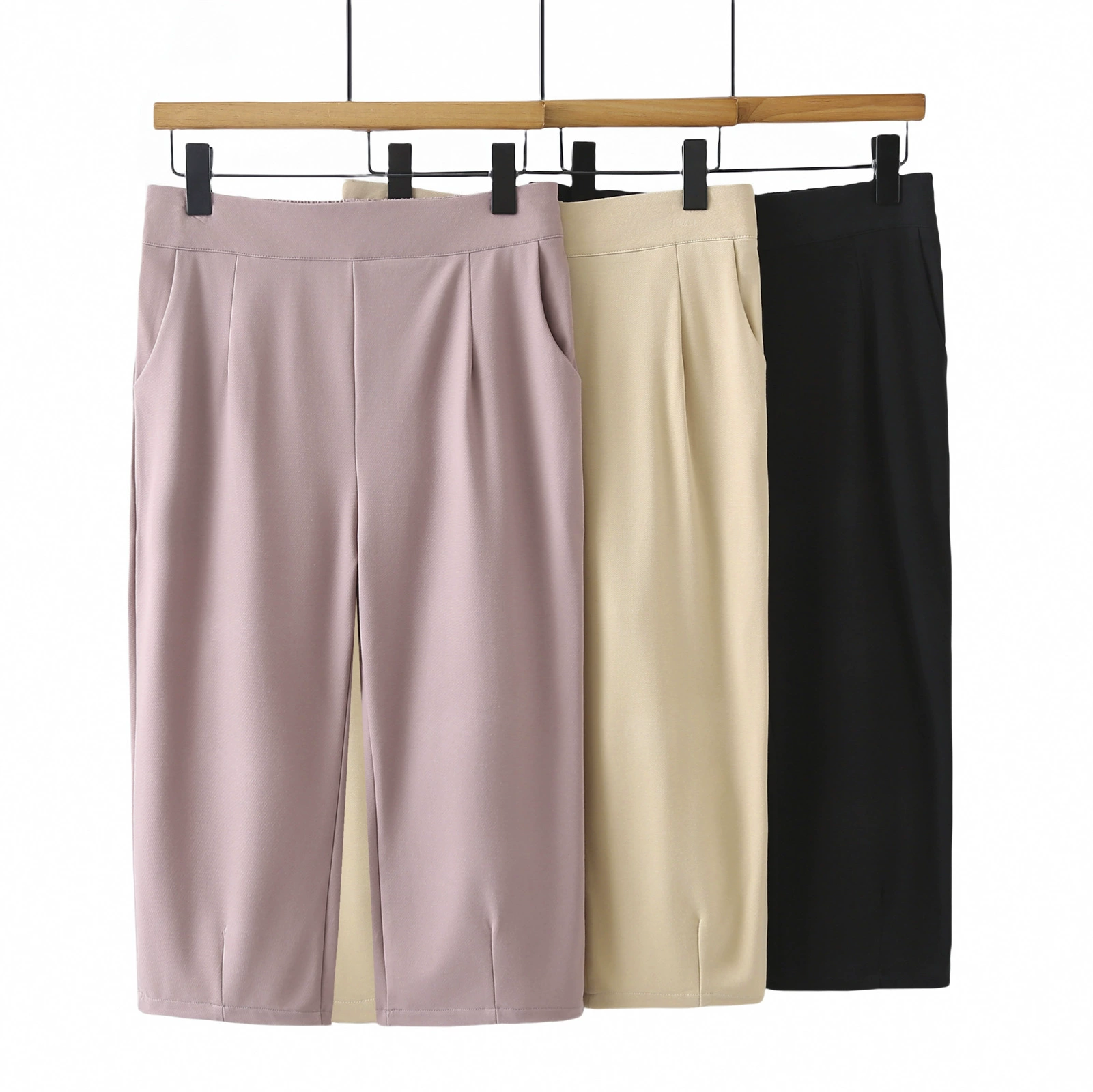 2025 летний новый стиль плюс размер повседневные брюки женские толстые сестры модные простые дикие свободные удобные укороченные брюки 633