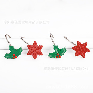12Pcs Cross-Border E-Commerce Christmas Series Iron Single Hook Shower Curtain Hook Curtain Hook