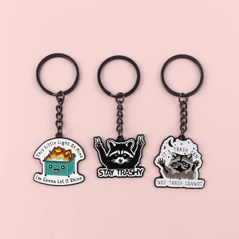 Cartoon Raccoon Keychain Keychain Student Campus School Bag Bag Bag Accessories Small Pendant Keychain Accessories