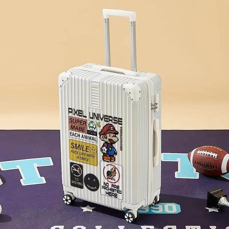Maleta de contraseña de los hombres universal Mute rueda caja de viaje del estudiante Maleta impresa de dibujos animados de estilo coreano de las mujeres