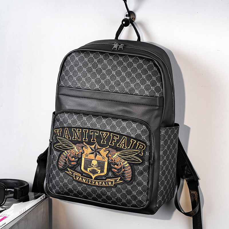 Sac à dos pour ordinateur portable pour homme avec broderie originale - Sac de travail antivol de grande capacité et résistant à l'eau, sac d'ordinateur durable de 15 pouces, style de voyage unisexe 2025_voghion.com